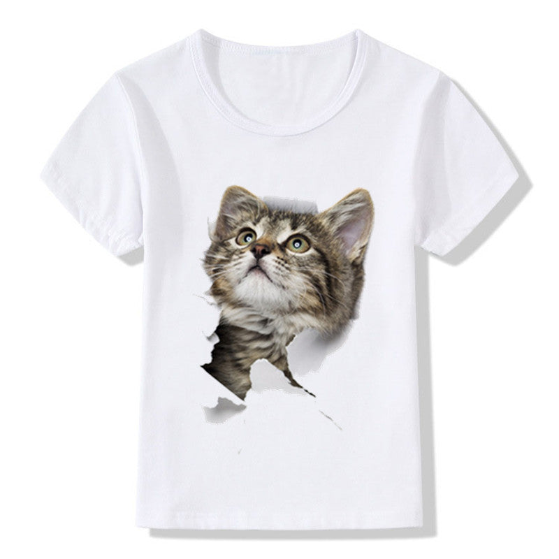 Casual Short-sleeved Cat 3d Printed Children's T-shirt - Premium T-shirt Jongens from My Store - Just €14.04! Shop now at KIYOO Royal Brand