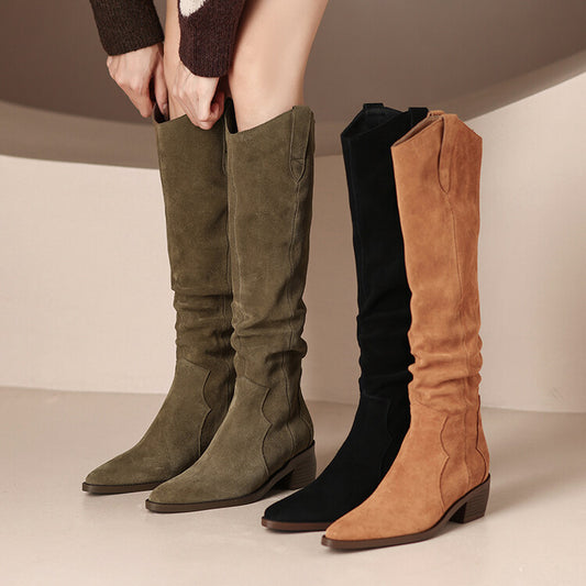 Over Best-selling V Cut Knee-high Boots Chunky Heel New Autumn And Winter - Premium Dames laarzen from My Store - Just €47.01! Shop now at KIYOO Royal Brand