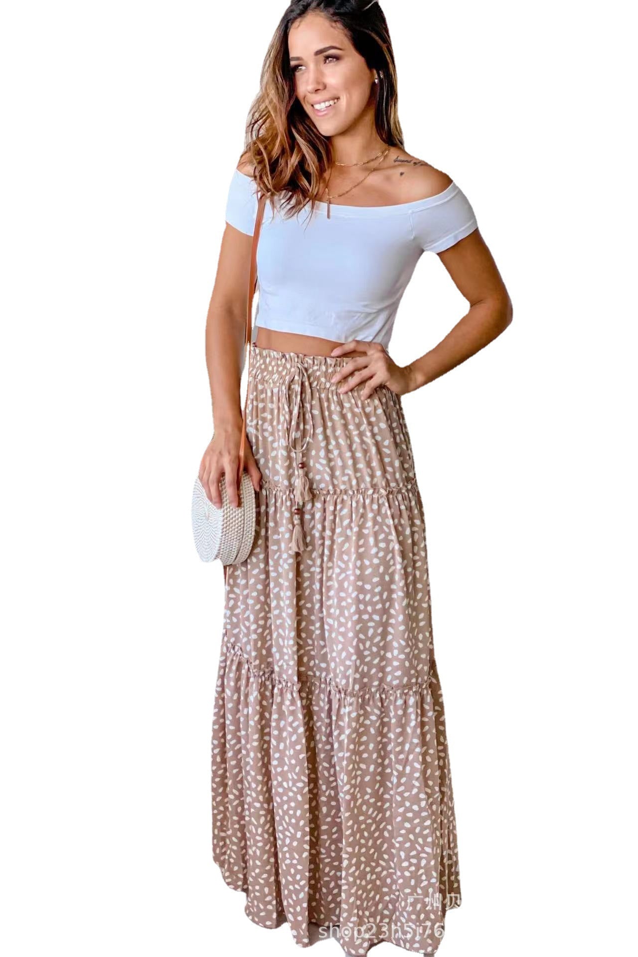 Elastic Waist Pleated Mid Waist Classic Midi Skirt - Premium Rokken from My Store - Just €34.24! Shop now at KIYOO Royal Brand