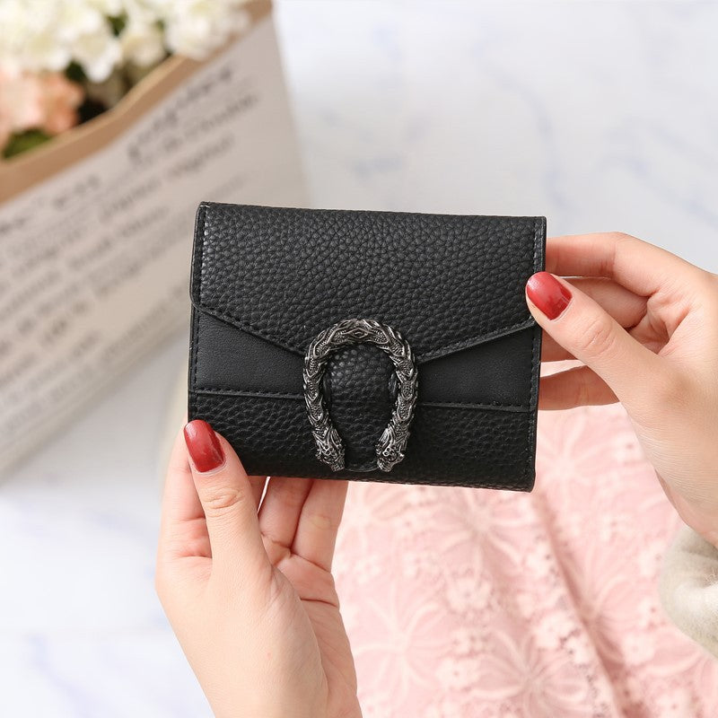 Women's Short Splicing Leather Wallet