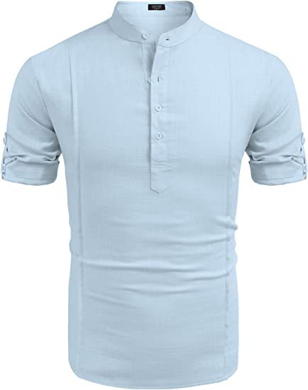 Henley Style Linen Shirt