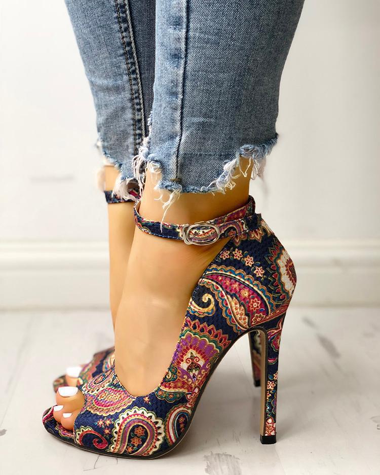 Printed toe buckle high heels - Premium Hakken from My Store - Just €37.46! Shop now at KIYOO Royal Brand