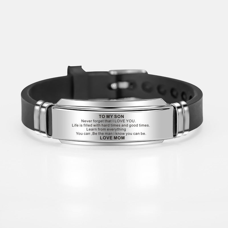 To My Son Stainless Steel Silicone Bracelets For Men Boys Love Gifts From Mom Dad - Premium Mannen Sieraden from My Store - Just €12.16! Shop now at KIYOO Royal Brand