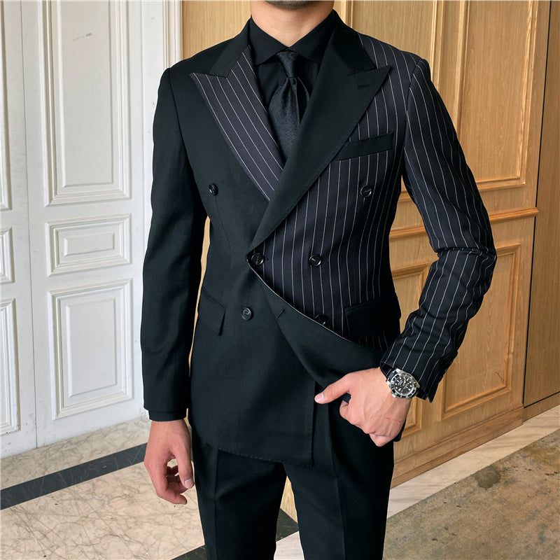 British Striped Double Breasted Suit Men - Premium Pakken & Stropdassen from My Store - Just €112.07! Shop now at KIYOO Royal Brand