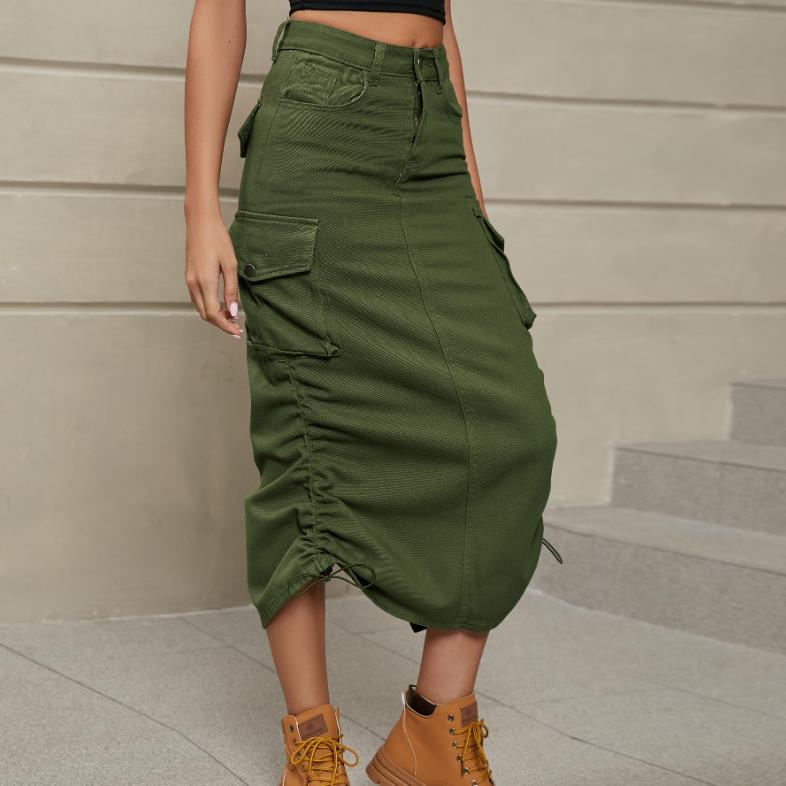 Women's Cargo Long Skirt Casual Streetwear Loose High Waist Front Split Maxi Skirt With Pocket Women's Cargo Long Skirts High Waisted Pencil Skirt Midi Length Jean Skirt With Cargo Pockets - Premium Rokken from My Store - Just €55.14! Shop now at KIYOO Royal Brand