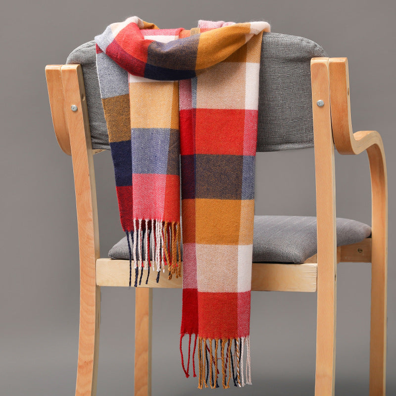 Cashmere Fringed Couple's Checked Scarf