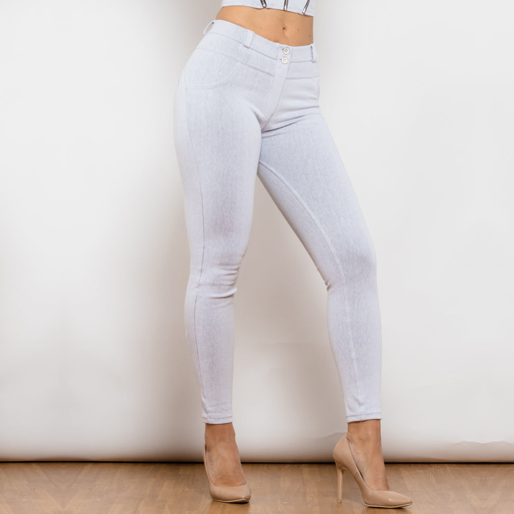 Shascullfites Melody White Jeans Middle Waist Jeggings Streetwear Denim Pencil Pants Woman High Elastic Stretch Jeans Female - Premium Dames Jeans from My Store - Just €67.89! Shop now at KIYOO Royal Brand