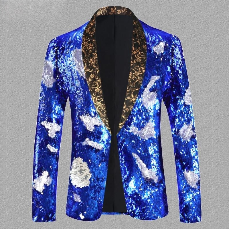 Sequined Turning Piece Performance Dress Male Singer Host Stage Performance Suit