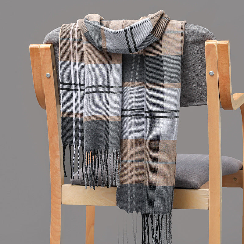 Cashmere Fringed Couple's Checked Scarf