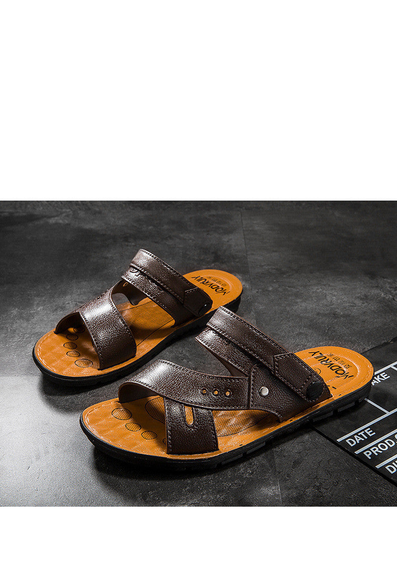 Men's Summer Sandals Beach Shoes Leather Casual Fashion - Premium Sandalen & Slippers from My Store - Just €15.45! Shop now at KIYOO Royal Brand