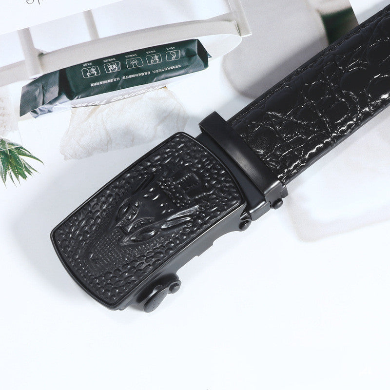 Leather Belt Men's Business Print Automatic Buckle - Premium Riemen from My Store - Just €15.88! Shop now at KIYOO Royal Brand