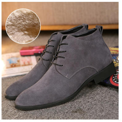 Winter, suede, low-cut men's shoes, business sanding, top layer, leather, breathable and velvet leather shoes, England