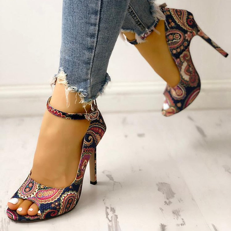 Printed toe buckle high heels - Premium Hakken from My Store - Just €37.46! Shop now at KIYOO Royal Brand