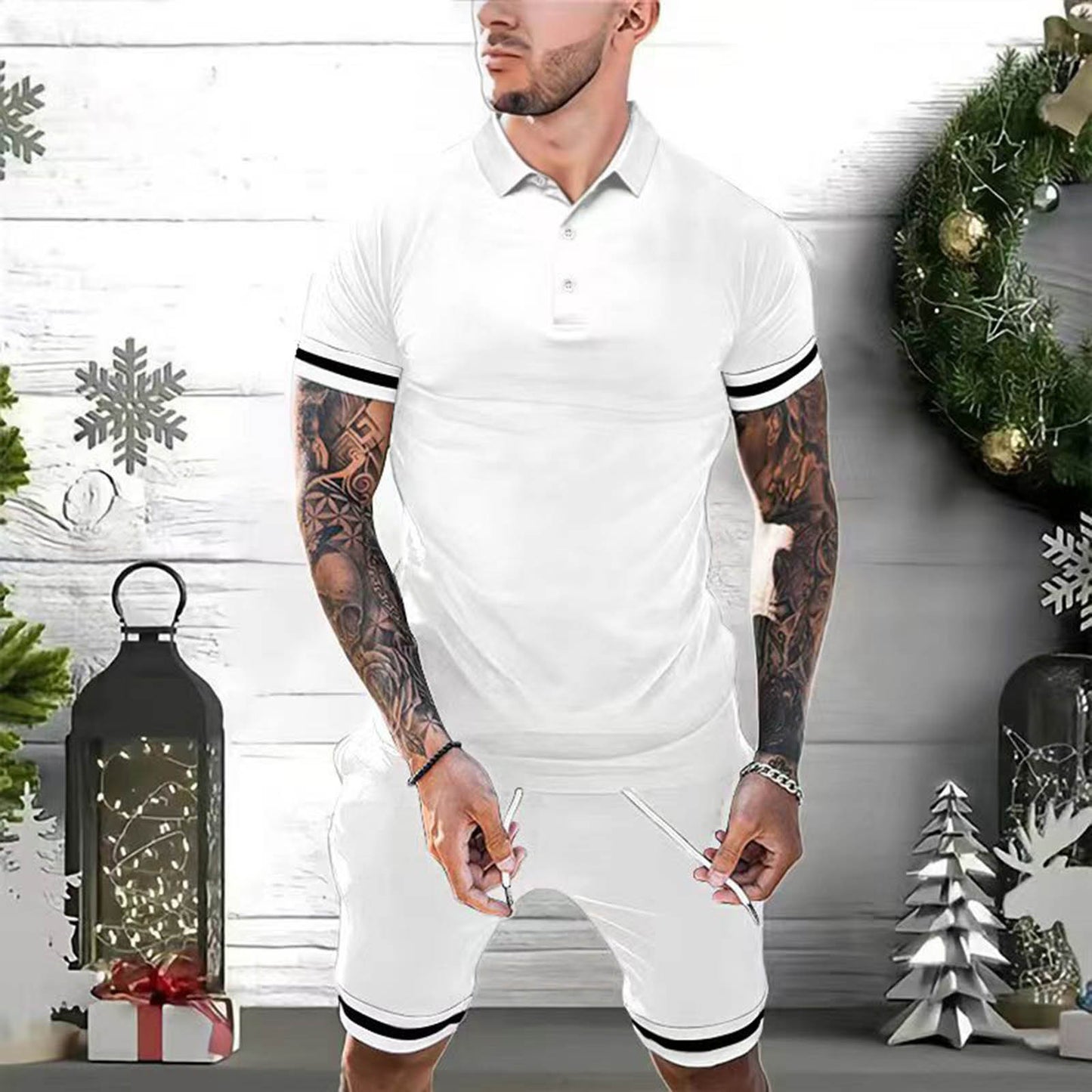 Mens Short Sets 2 Piece Outfits Polo Shirt Fashion Summer Tracksuits Casual Set Short Sleeve And Shorts Set For Men - Premium korte broeken/shirts from My Store - Just €28.72! Shop now at KIYOO Royal Brand