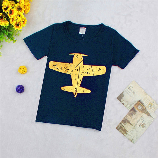 Fashion Casual Cotton Print Fashion Small Airplane Kids T-shirt - Premium T-shirt Jongens from My Store - Just €14.23! Shop now at KIYOO Royal Brand