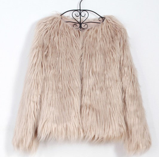 new autumn and winter foreign trade ladies fur coat long-sleeved women drift coat jacket wool coat V word collar