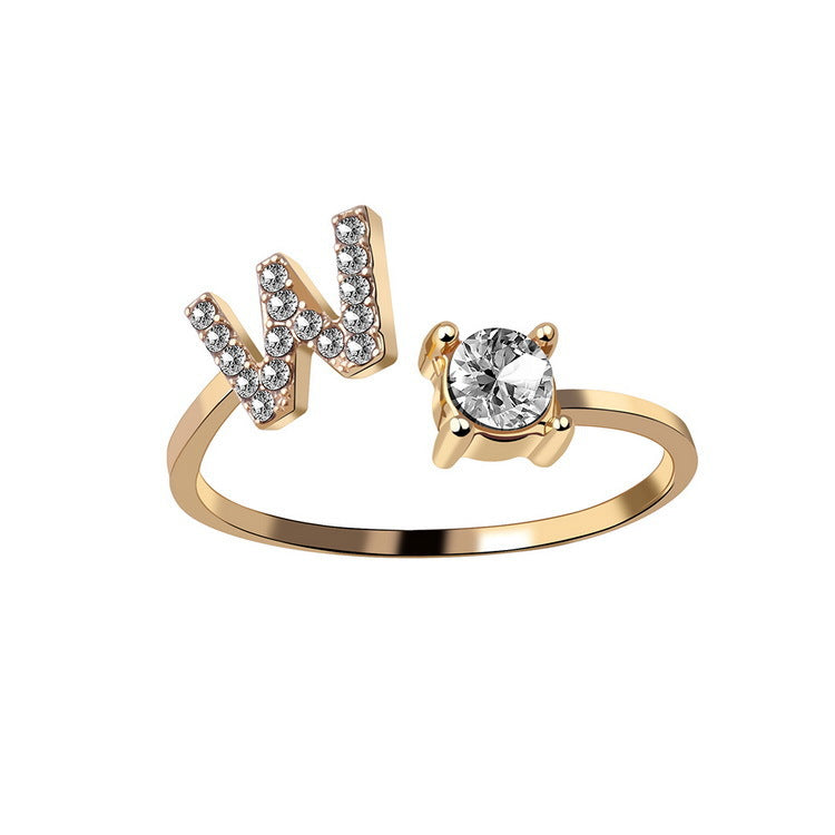 verstelbare 26 beginletter ring voor vrouwen - Premium dames sieraden from KIYOO Royal Brand - Just €13.70! Shop now at KIYOO Royal Brand