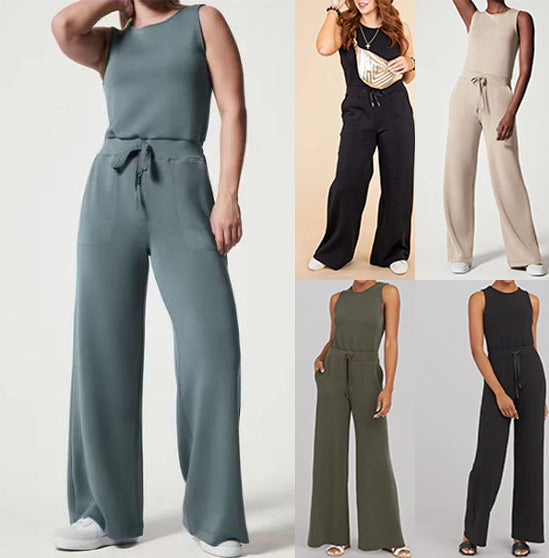 Jumpsuit Sleeveless Tops Tie Elastic Pants Romper