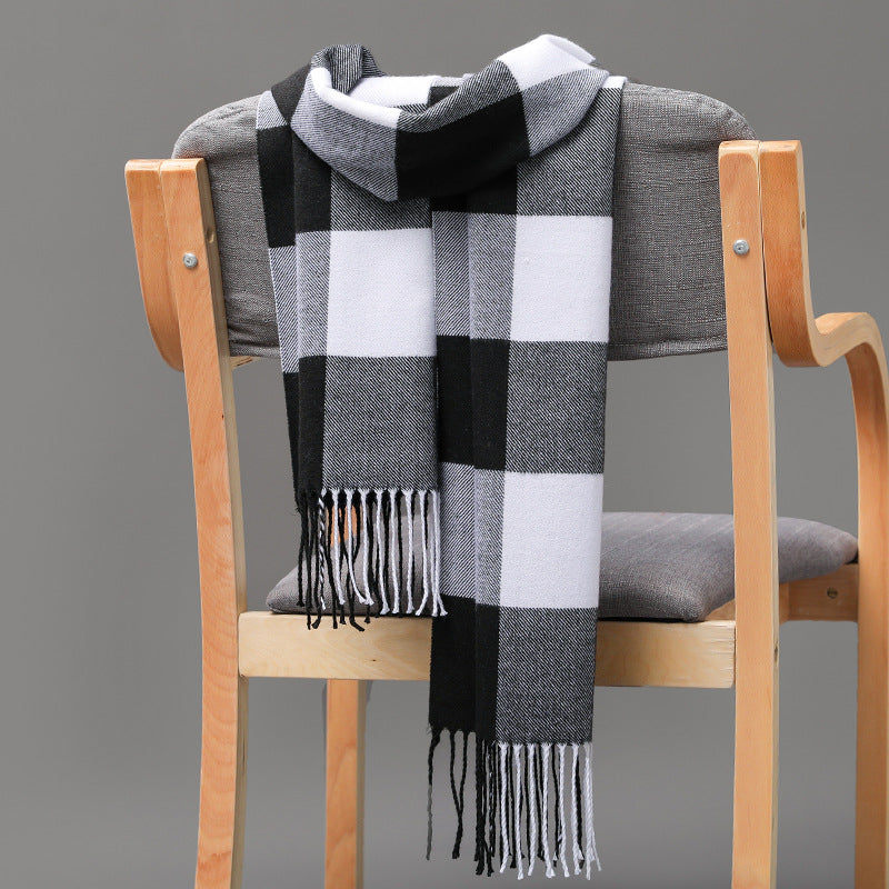 Cashmere Fringed Couple's Checked Scarf