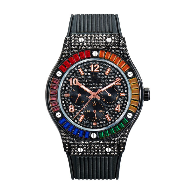 Rainbow Square Diamond Silicone Tape Waterproof Men's Watch - Premium Watches from My Store - Just €73.25! Shop now at KIYOO Royal Brand