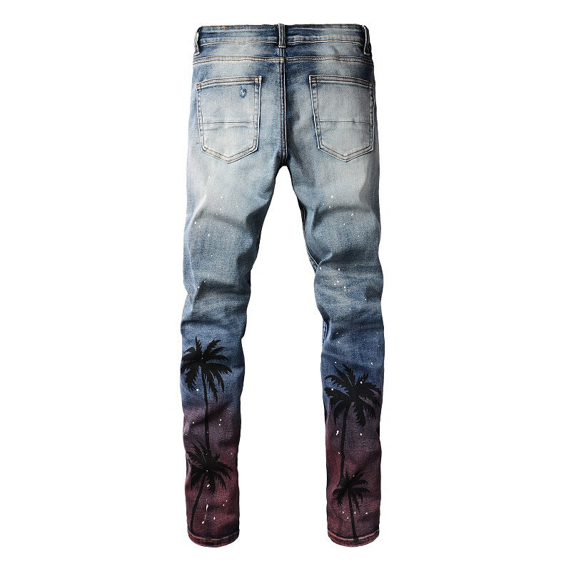 Men's Torn Jeans Sprayed With Paint - Premium Jeans from My Store - Just €67.11! Shop now at KIYOO Royal Brand