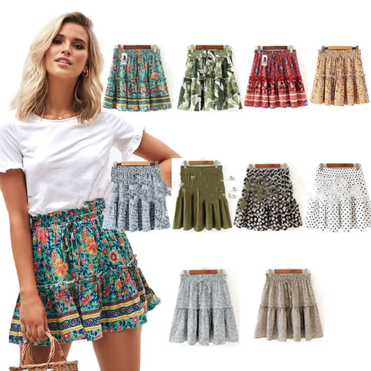 Women's Multi-color Sexy Print Lace Slimming Skirt