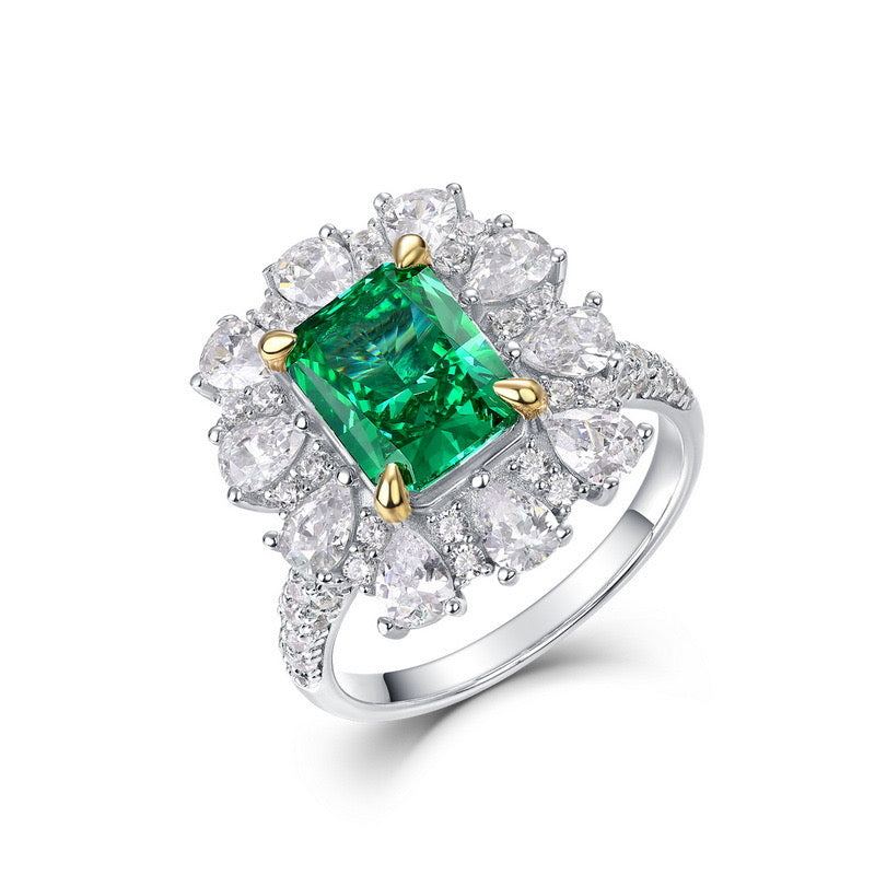 Vintage Cultivated Emerald Ring Female S925 Silver Ring Necklace Dual Purpose - Premium dames sieraden from My Store - Just €216.72! Shop now at KIYOO Royal Brand