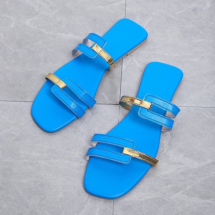 Women's Color Matching Fashionable Flat Bottomed Sandals And Slippers