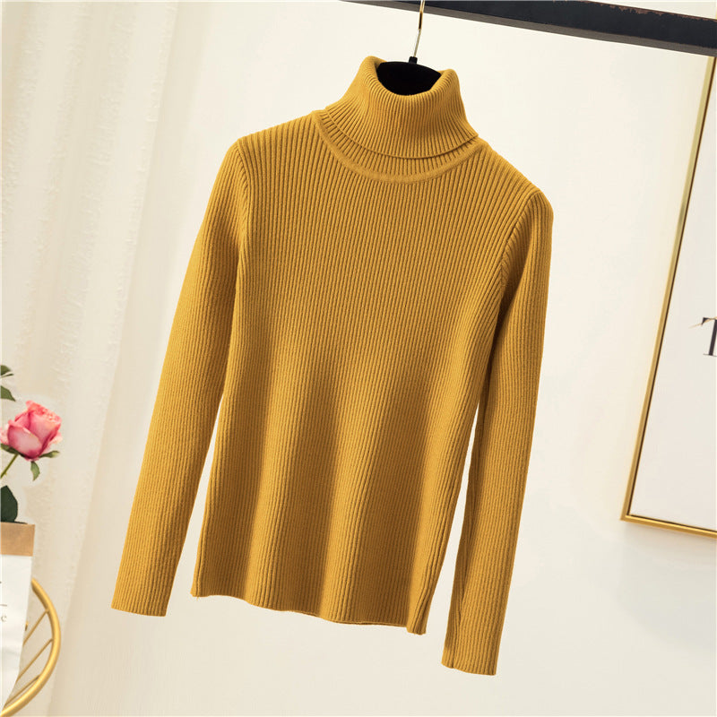 Tight pullover turtleneck sweater for women