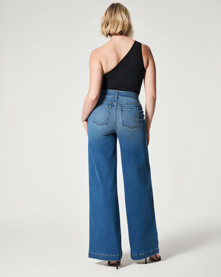 Women's High Waist Jeans Pants Casual Wide Leg Straight Trousers - Premium dames broeken from My Store - Just €41.29! Shop now at KIYOO Royal Brand