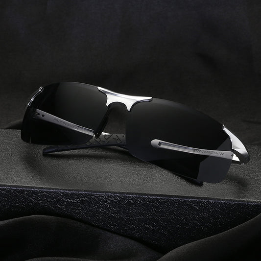 Men's Aluminum Magnesium Half Frame Cycling Polarized Sunglasses