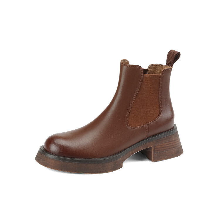 Thick Medium Heel Simple Round Toe Boots - Premium Dames laarzen from My Store - Just €163.14! Shop now at KIYOO Royal Brand