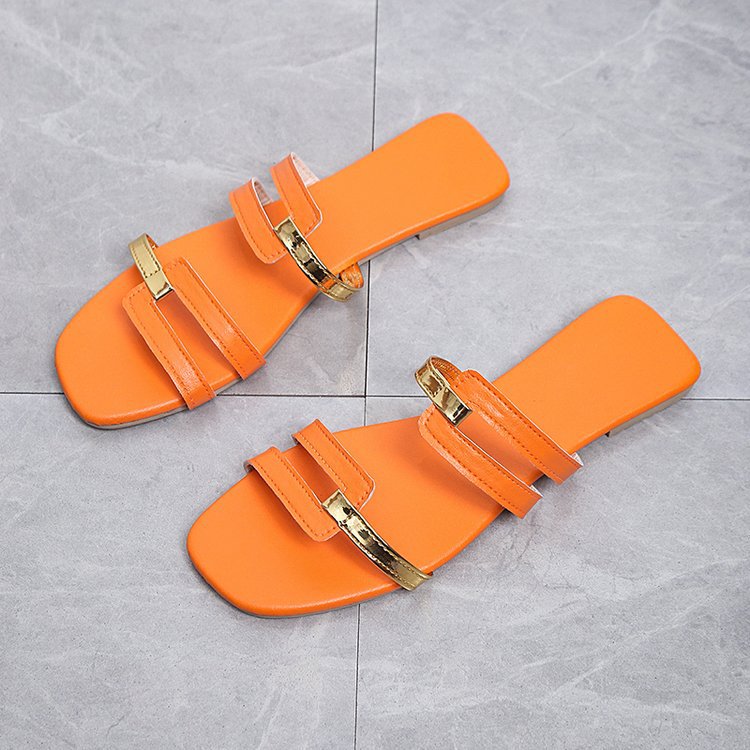 Women's Color Matching Fashionable Flat Bottomed Sandals And Slippers