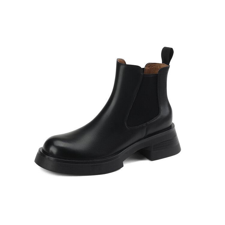 Thick Medium Heel Simple Round Toe Boots - Premium Dames laarzen from My Store - Just €163.14! Shop now at KIYOO Royal Brand