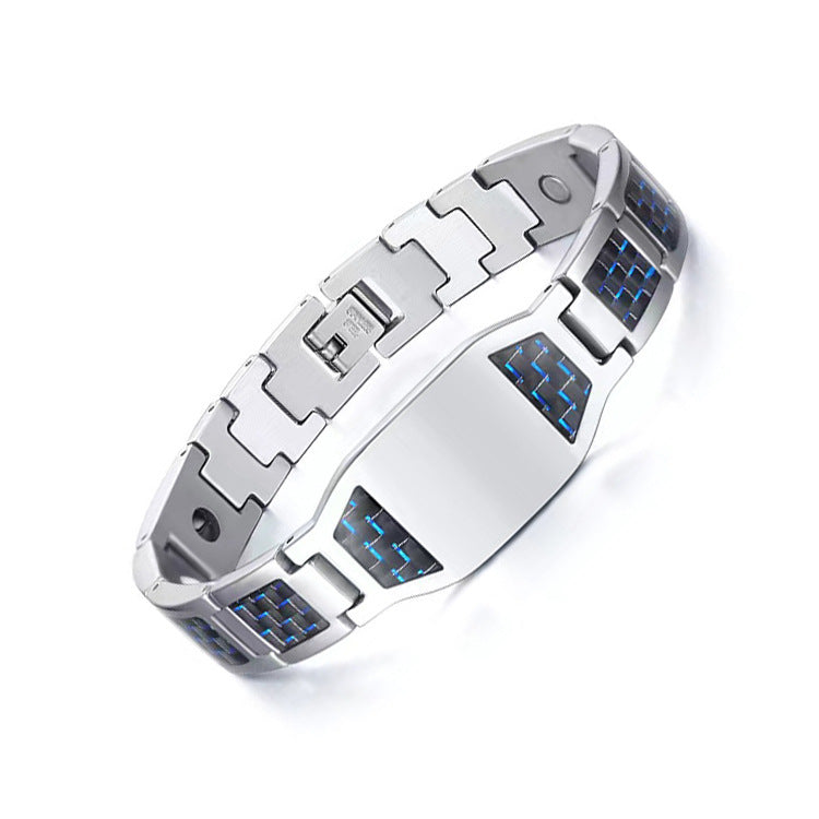 High-end Fashion Carbon Fiber Titanium Steel Magnetic Stone Negative Ion Energy Bracelet For Men