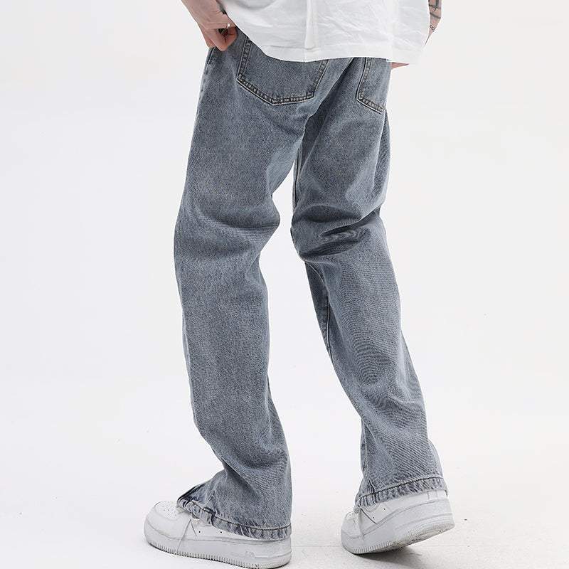 Vintage Washed Distressed Light Blue Zippered Jeans - Premium Jeans from My Store - Just €70.73! Shop now at KIYOO Royal Brand