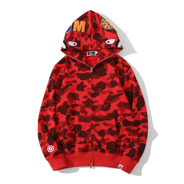 Anime Hoodie Shark Camo met volledige ritssluiting - Premium  from KIYOO Royal Brand - Just €94.61! Shop now at KIYOO Royal Brand