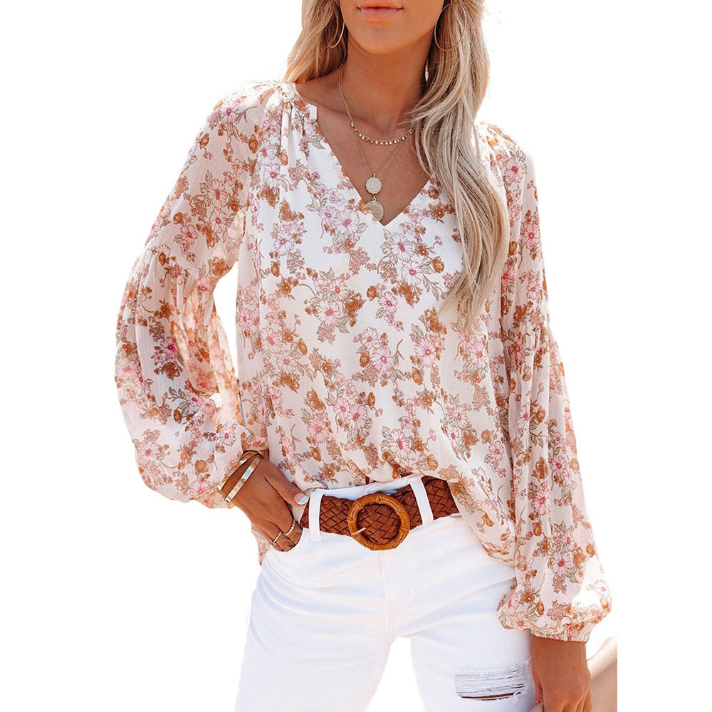 chiffon-overhemd met bloemenprint - Premium topjes/shirt from My Store - Just €46.02! Shop now at KIYOO Royal Brand