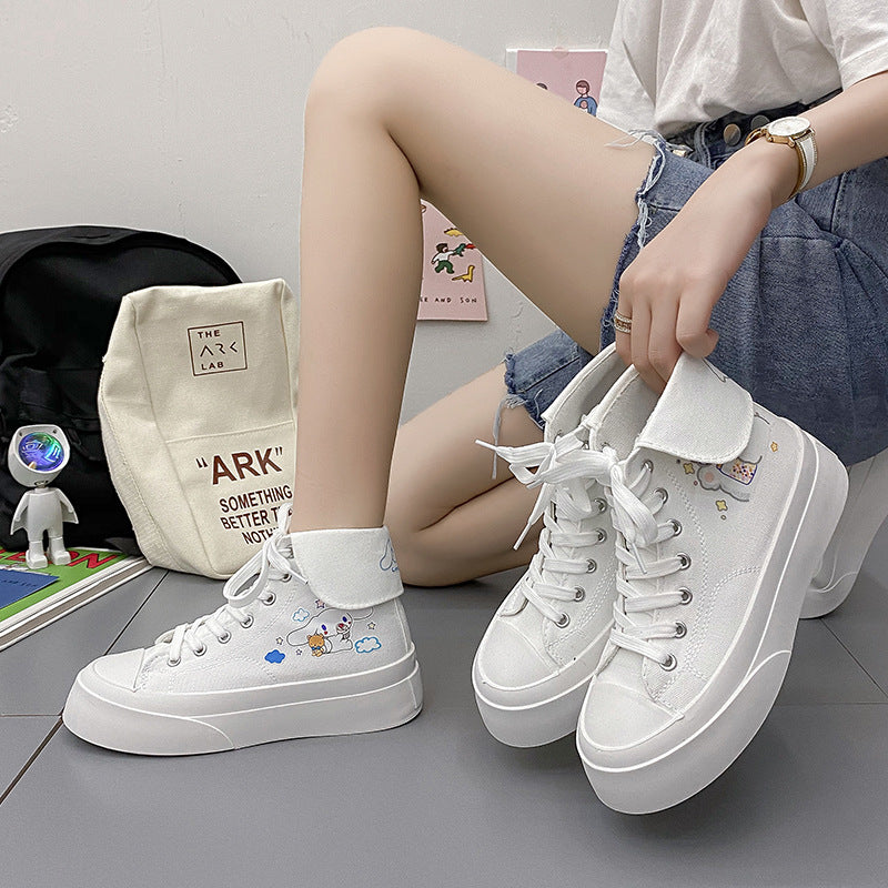 Japanese College Style Cartoon Thick Soled White Shoes Casual Sneakers - Premium Dames sportschoenen from My Store - Just €39.74! Shop now at KIYOO Royal Brand