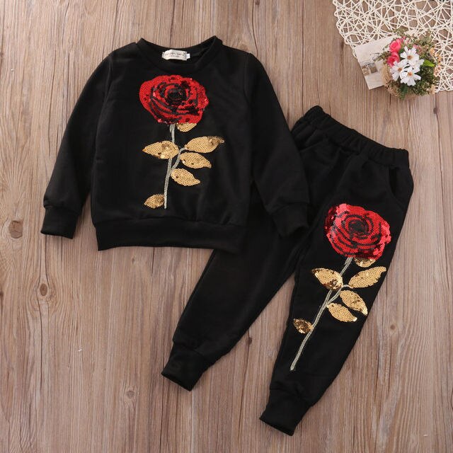 Rose Flower Outfit - Premium meisjes broeken from KIYOO Royal Brand - Just €43.68! Shop now at KIYOO Royal Brand