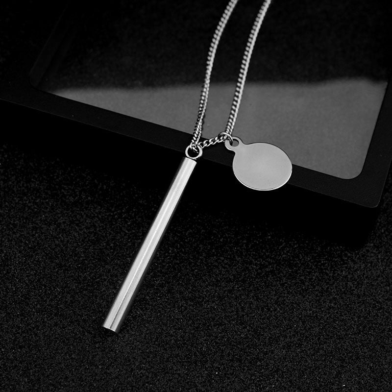 Long Post Round Piece Necklace Sweater Chain Stainless Steel Long Necklace For Men And Women - Premium Heren Sieraden from My Store - Just €12.55! Shop now at KIYOO Royal Brand