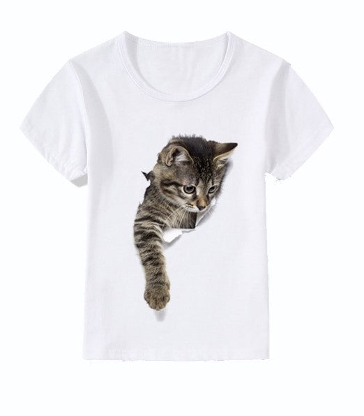 Casual Short-sleeved Cat 3d Printed Children's T-shirt - Premium T-shirt Jongens from My Store - Just €14.04! Shop now at KIYOO Royal Brand