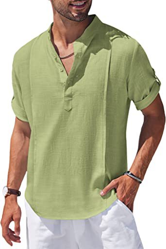 Henley Style Linen Shirt