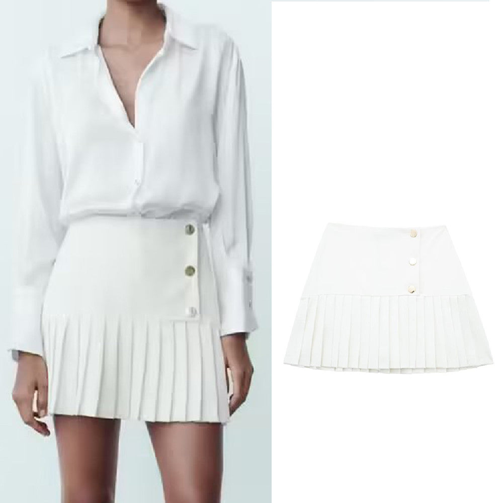 Women's High Waist Thin Wide Pleated Miniskirt - Premium Rokken from My Store - Just €42.18! Shop now at KIYOO Royal Brand