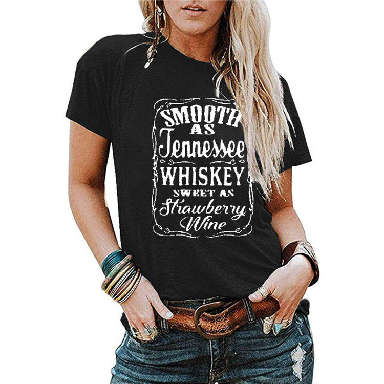 Ladies Blouse Letter Printing Round Neck Short-sleeved T-Shirt Women - Premium topjes/shirt from My Store - Just €28.17! Shop now at KIYOO Royal Brand