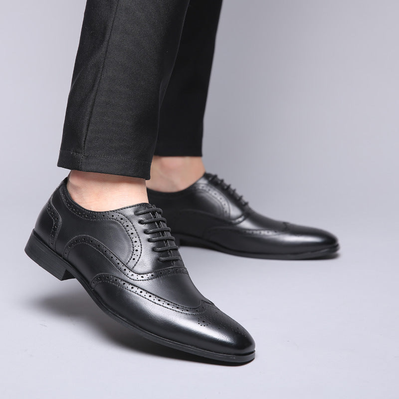 British block carved business leather shoes - Premium veterschoenen from My Store - Just €66.44! Shop now at KIYOO Royal Brand