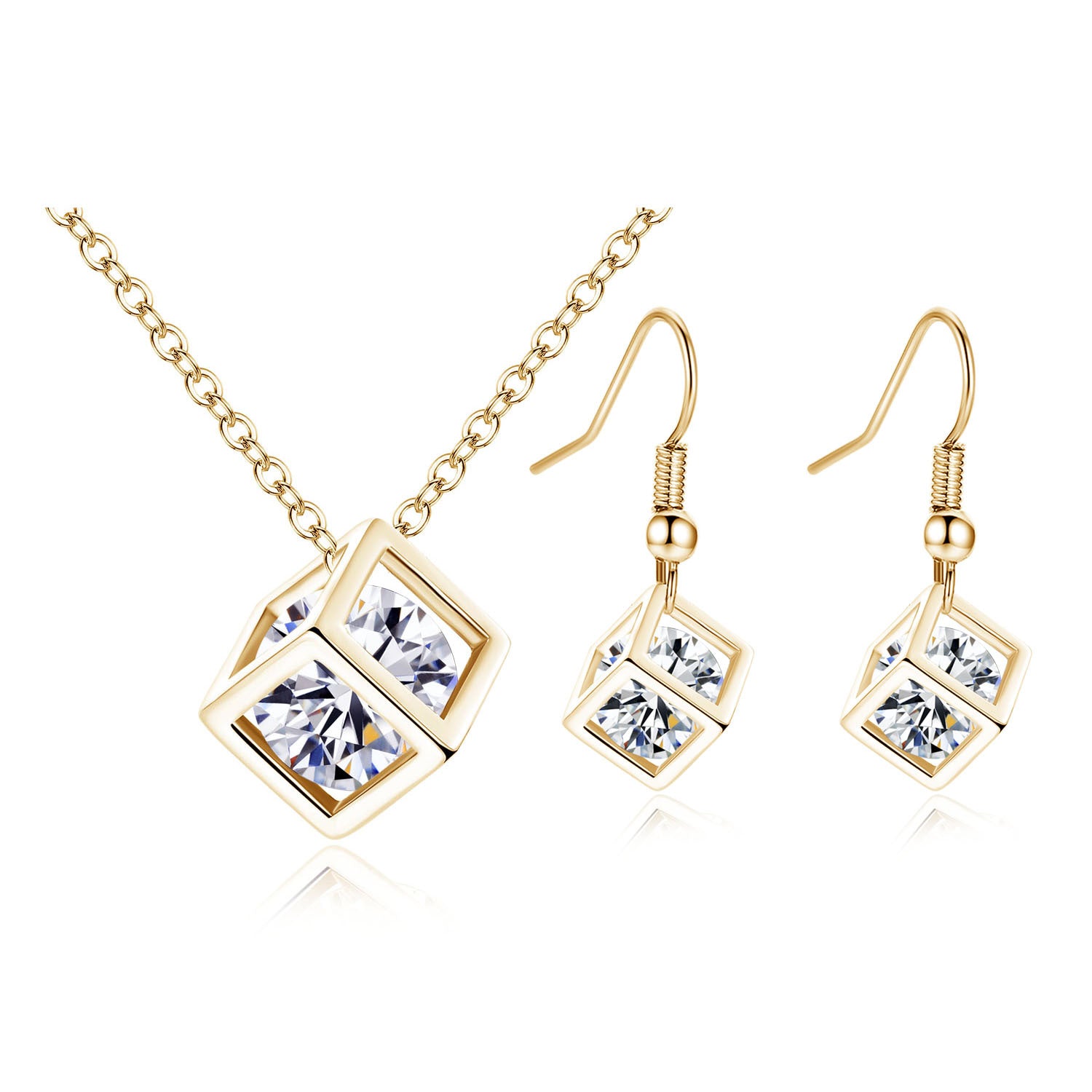 Water cube zircon set - Premium dames sieraden from My Store - Just €29.84! Shop now at KIYOO Royal Brand