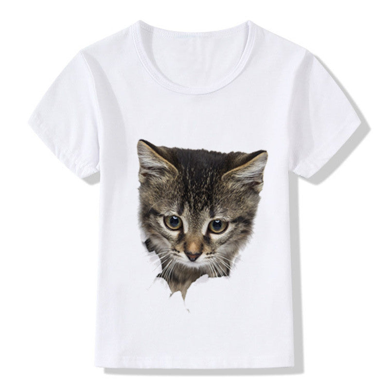 Casual Short-sleeved Cat 3d Printed Children's T-shirt - Premium T-shirt Jongens from My Store - Just €14.04! Shop now at KIYOO Royal Brand