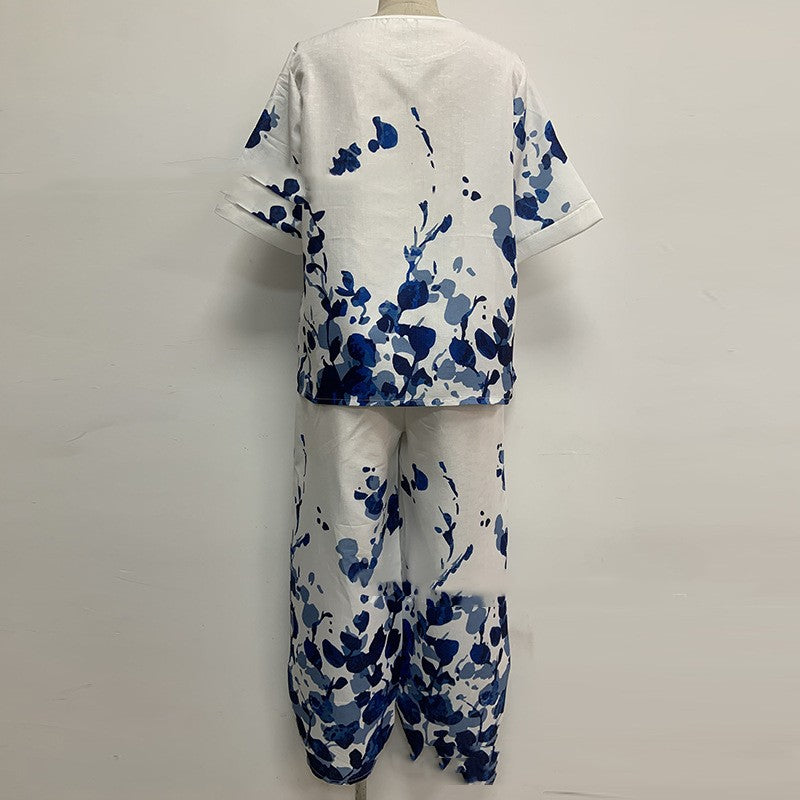 Women's Printed Top And Pants - Premium jumpsuit from My Store - Just €49.51! Shop now at KIYOO Royal Brand