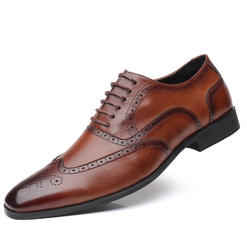 British block carved business leather shoes - Premium veterschoenen from My Store - Just €66.44! Shop now at KIYOO Royal Brand